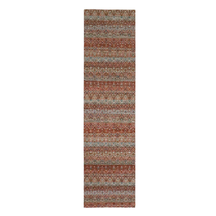 2'7" x 10'2" New Hand Knotted Red Wool Runner Oriental Rug - MOA10276398