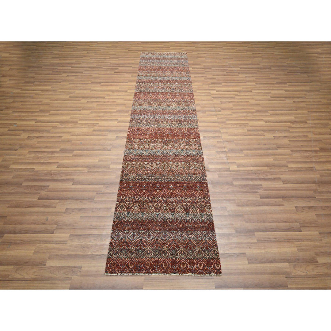 2'7" x 10'2" New Hand Knotted Red Wool Runner Oriental Rug - MOA10276398