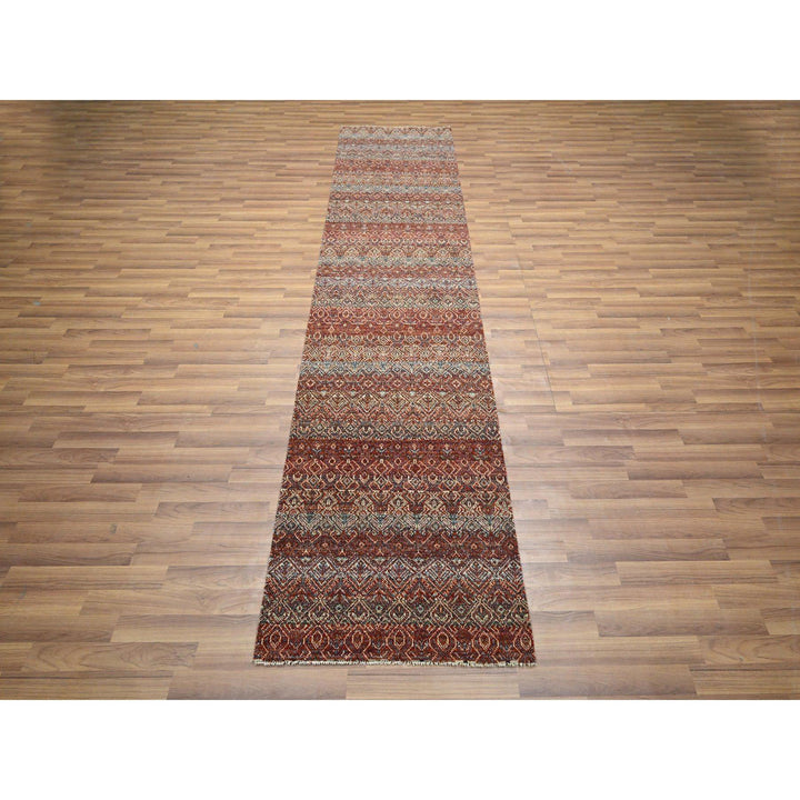 2'7" x 10'2" New Hand Knotted Red Wool Runner Oriental Rug - MOA10276398