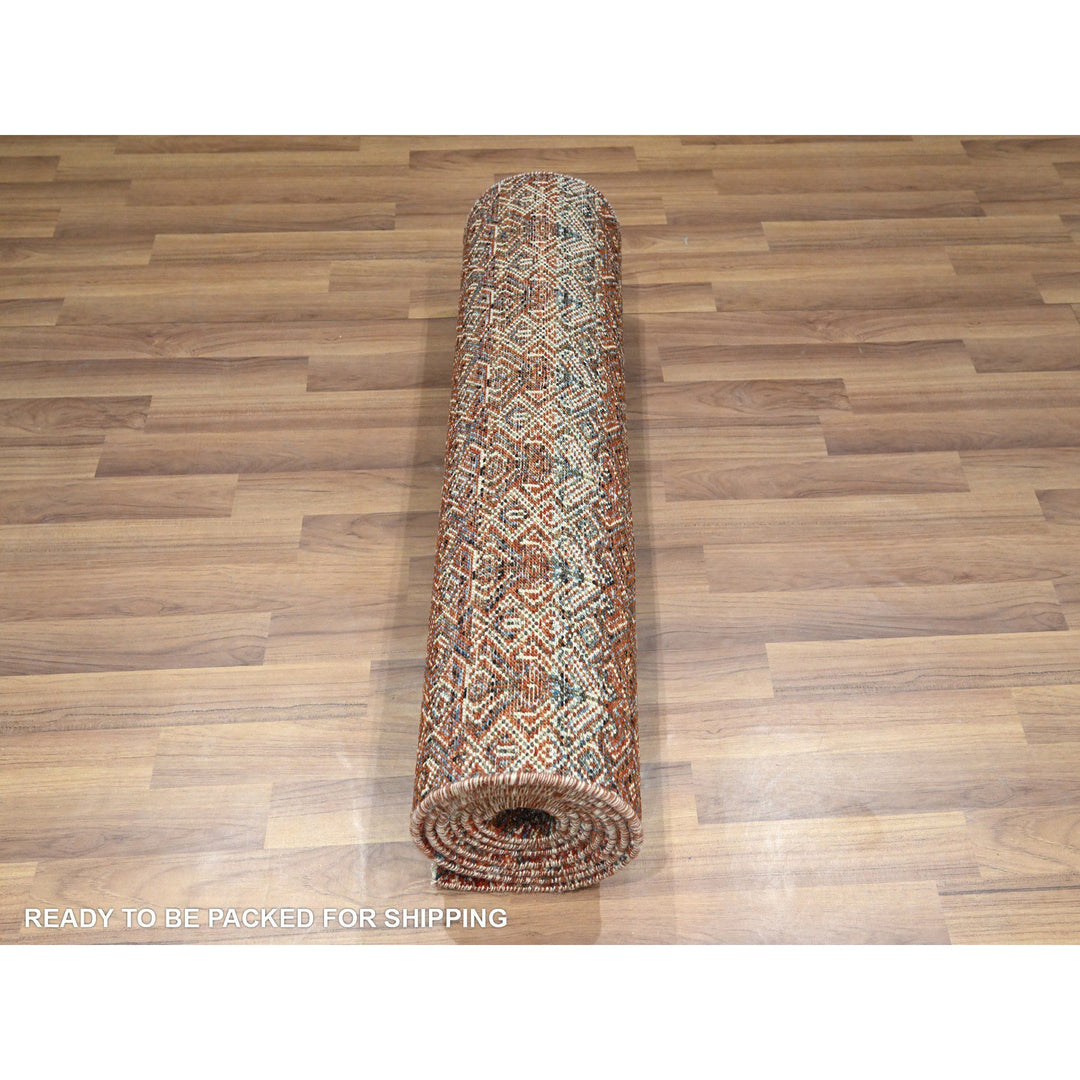 2'7" x 10'2" New Hand Knotted Red Wool Runner Oriental Rug - MOA10276398