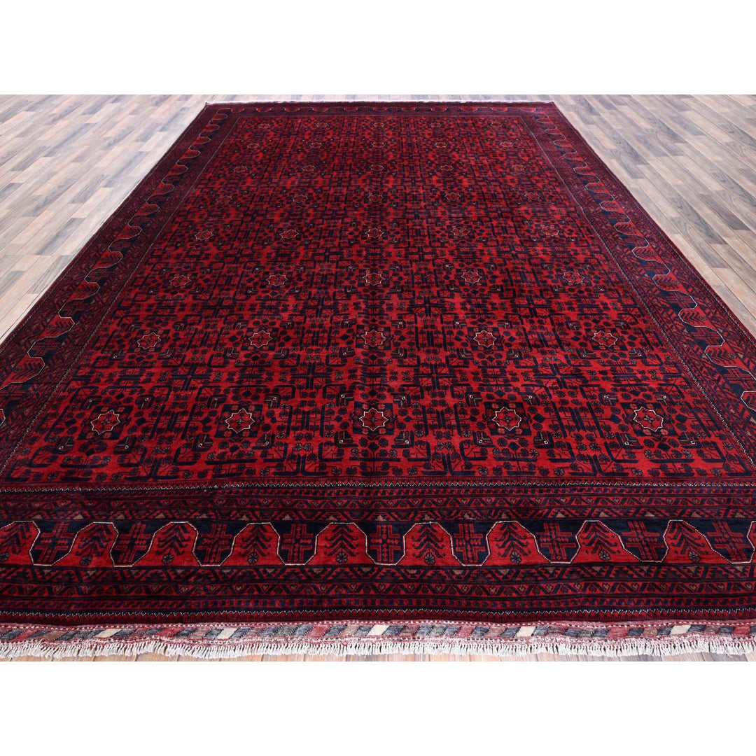 9'9" x 13'3" New Hand Knotted Red Wool Rectangle Oriental Rug - MOA102763
