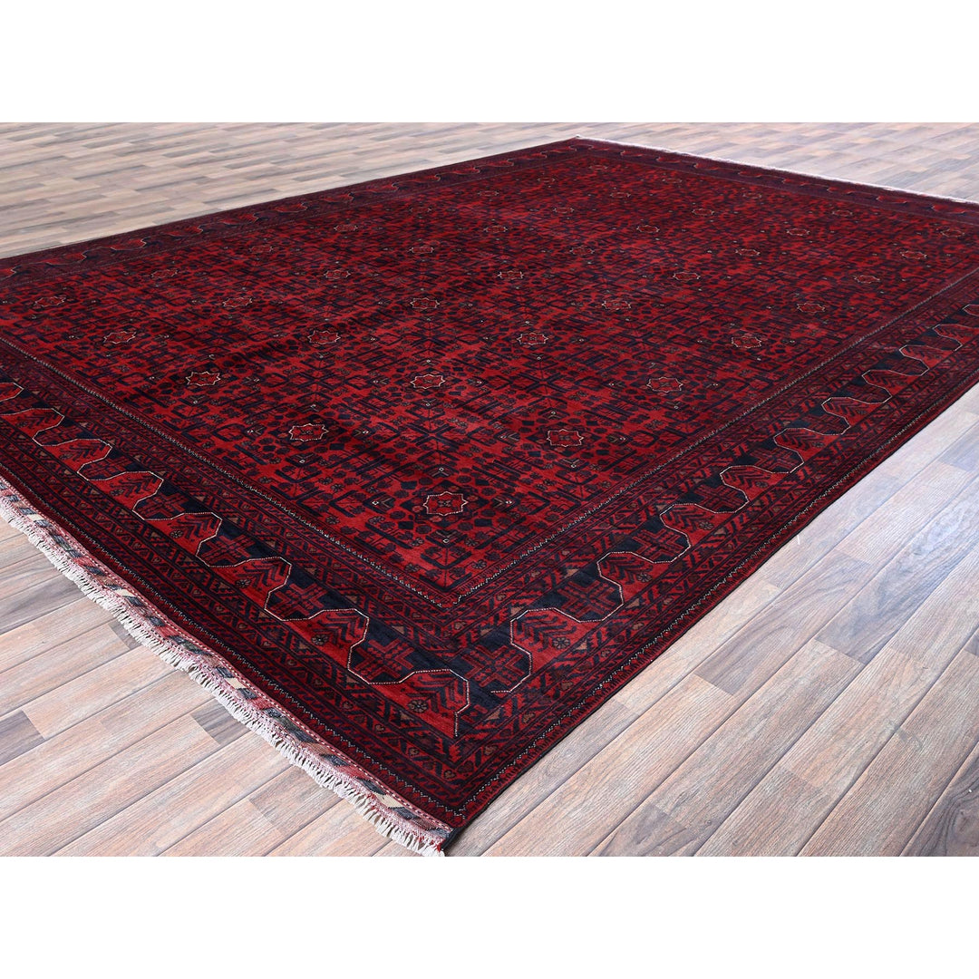 9'9" x 13'3" New Hand Knotted Red Wool Rectangle Oriental Rug - MOA102763