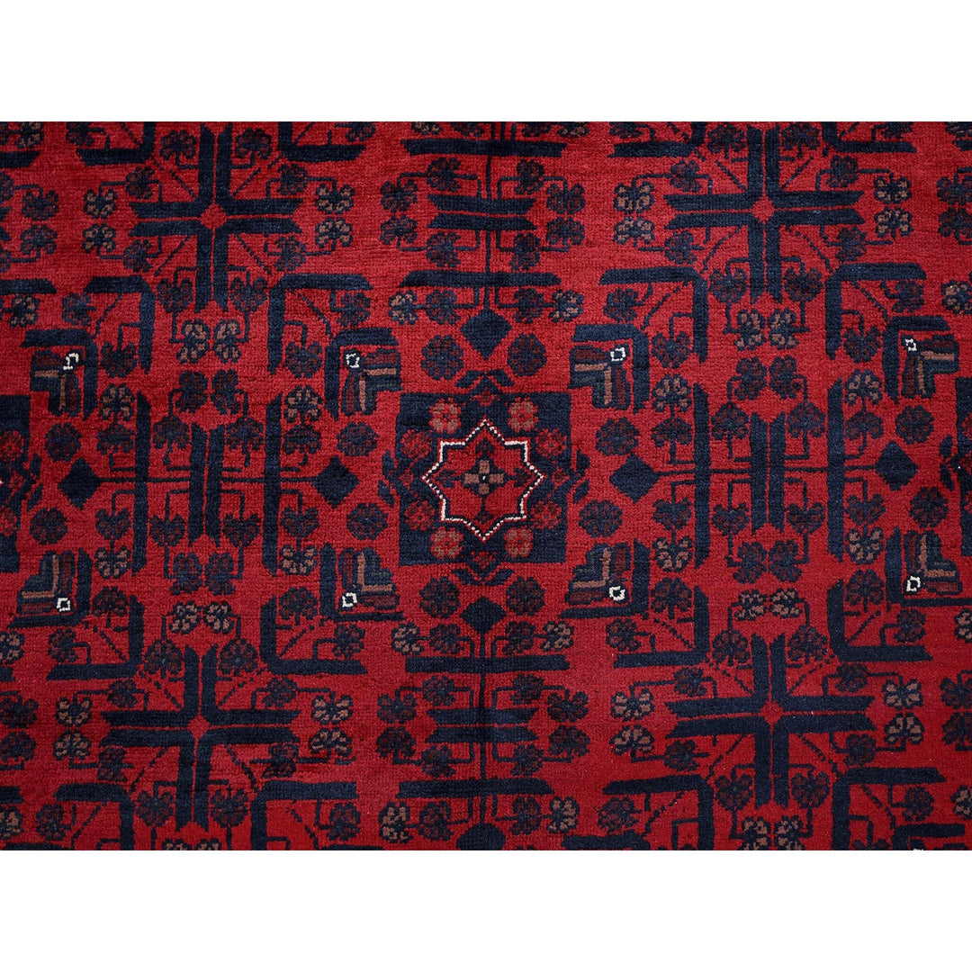 9'9" x 13'3" New Hand Knotted Red Wool Rectangle Oriental Rug - MOA102763