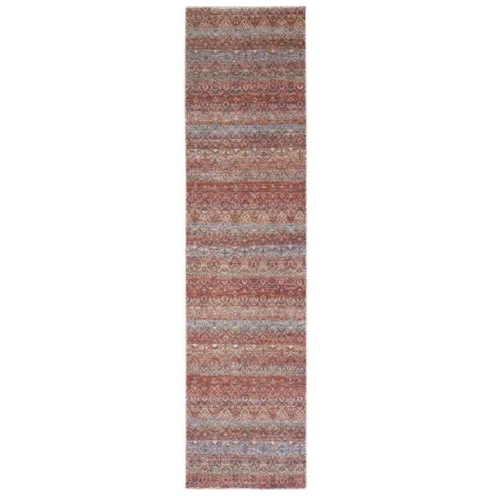 2'6" x 10'2" New Hand Knotted Red Wool Runner Oriental Rug - MOA10276400