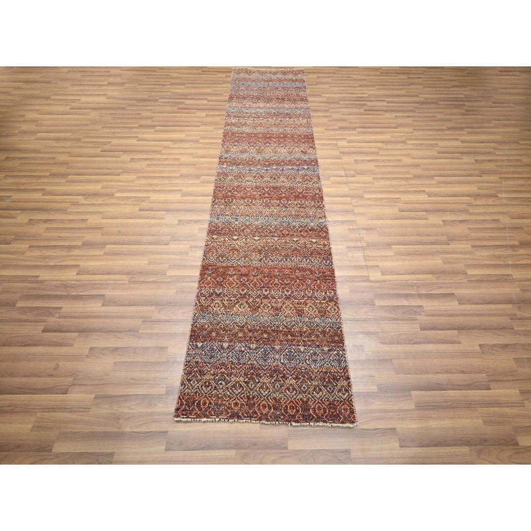 2'6" x 10'2" New Hand Knotted Red Wool Runner Oriental Rug - MOA10276400