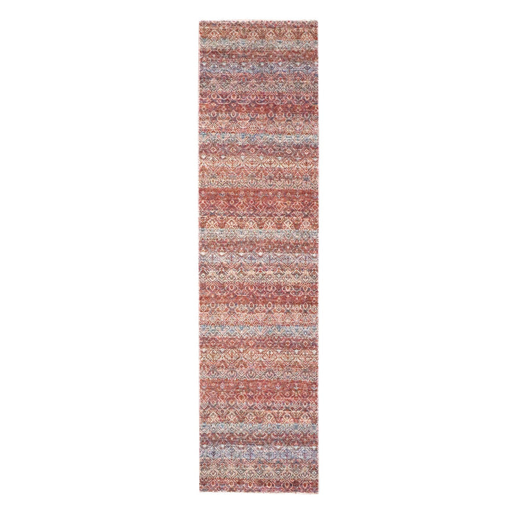 2'6" x 10'2" New Hand Knotted Red Wool Runner Oriental Rug - MOA10276401