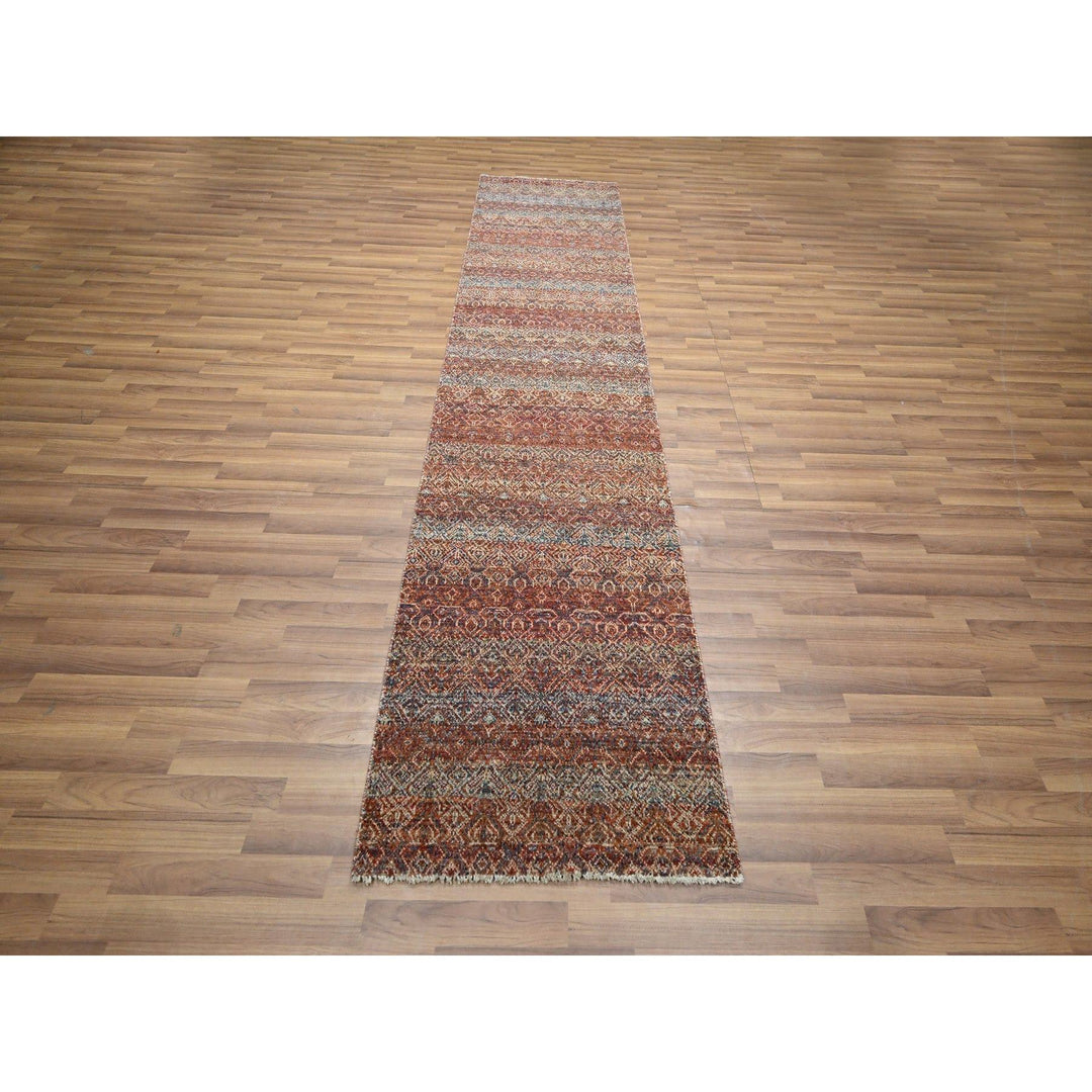 2'6" x 10'2" New Hand Knotted Red Wool Runner Oriental Rug - MOA10276401