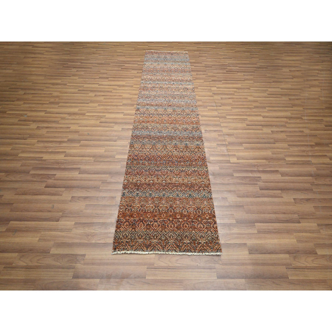 2'7" x 10'0" New Hand Knotted Red Wool Runner Oriental Rug - MOA10276402