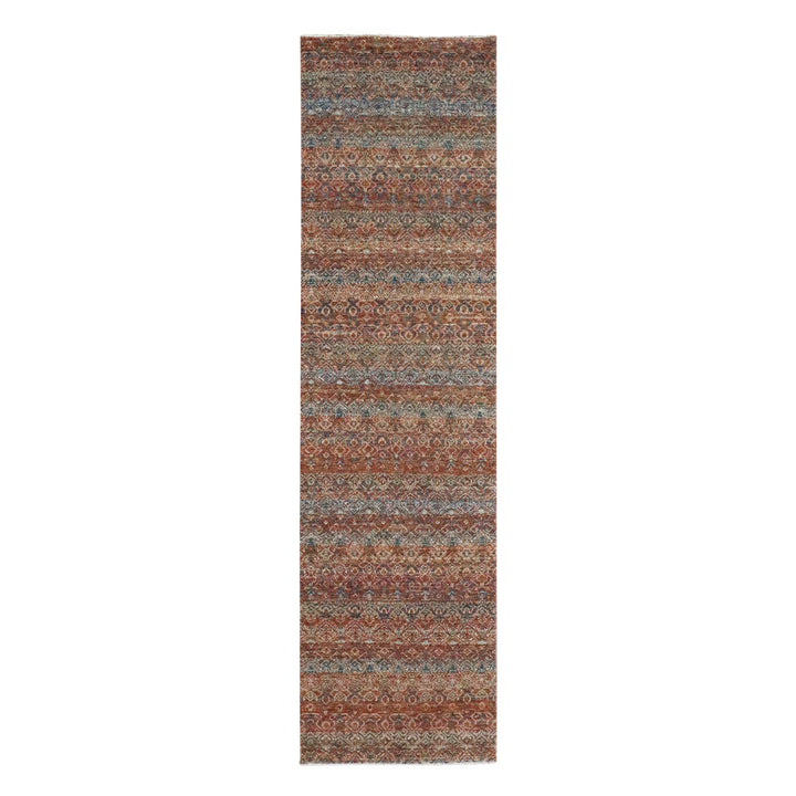 2'7" x 10'0" New Hand Knotted Red Wool Runner Oriental Rug - MOA10276403