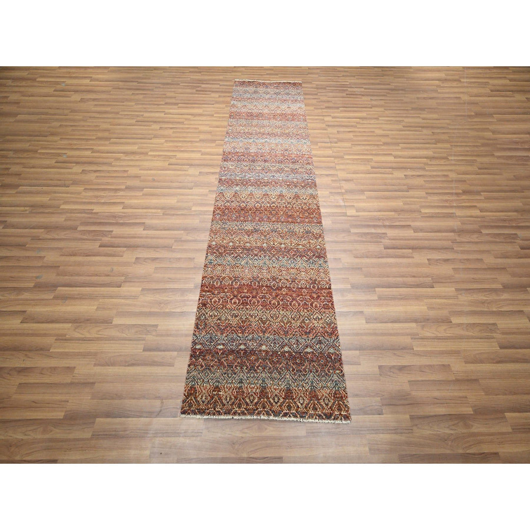 2'7" x 9'11" New Hand Knotted Red Wool Runner Oriental Rug - MOA10276405