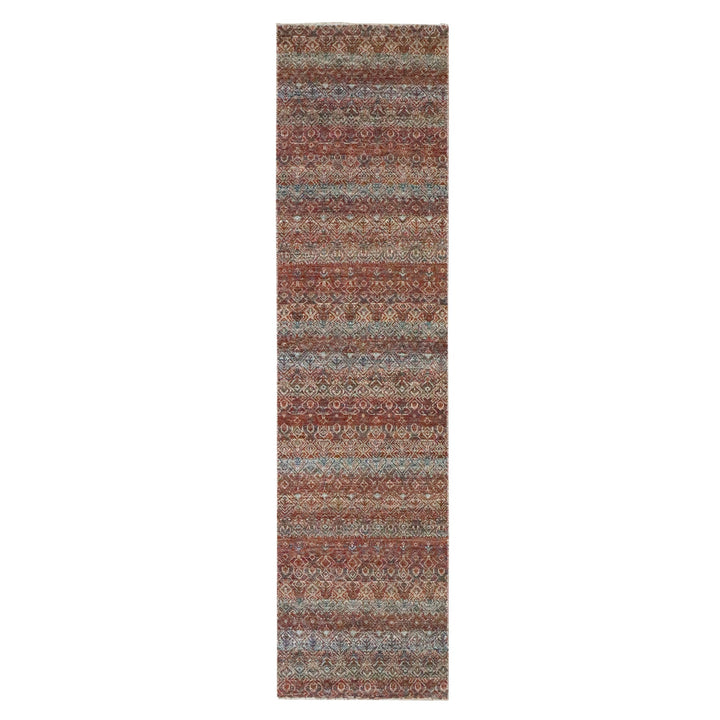 2'6" x 10'2" New Hand Knotted Red Wool Runner Oriental Rug - MOA10276406