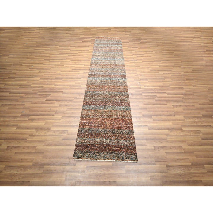 2'7" x 10'0" New Hand Knotted Red Wool Runner Oriental Rug - MOA10276408