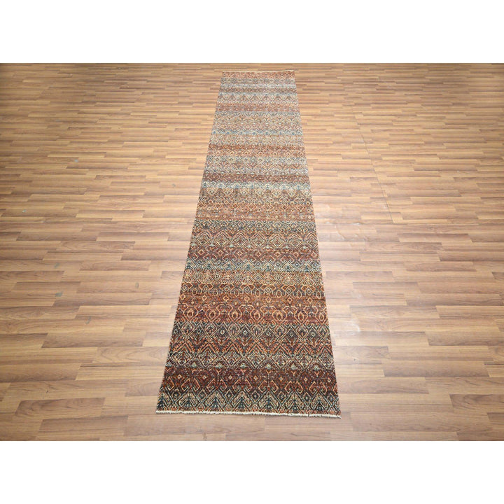 2'7" x 10'0" New Hand Knotted Red Wool Runner Oriental Rug - MOA10276410