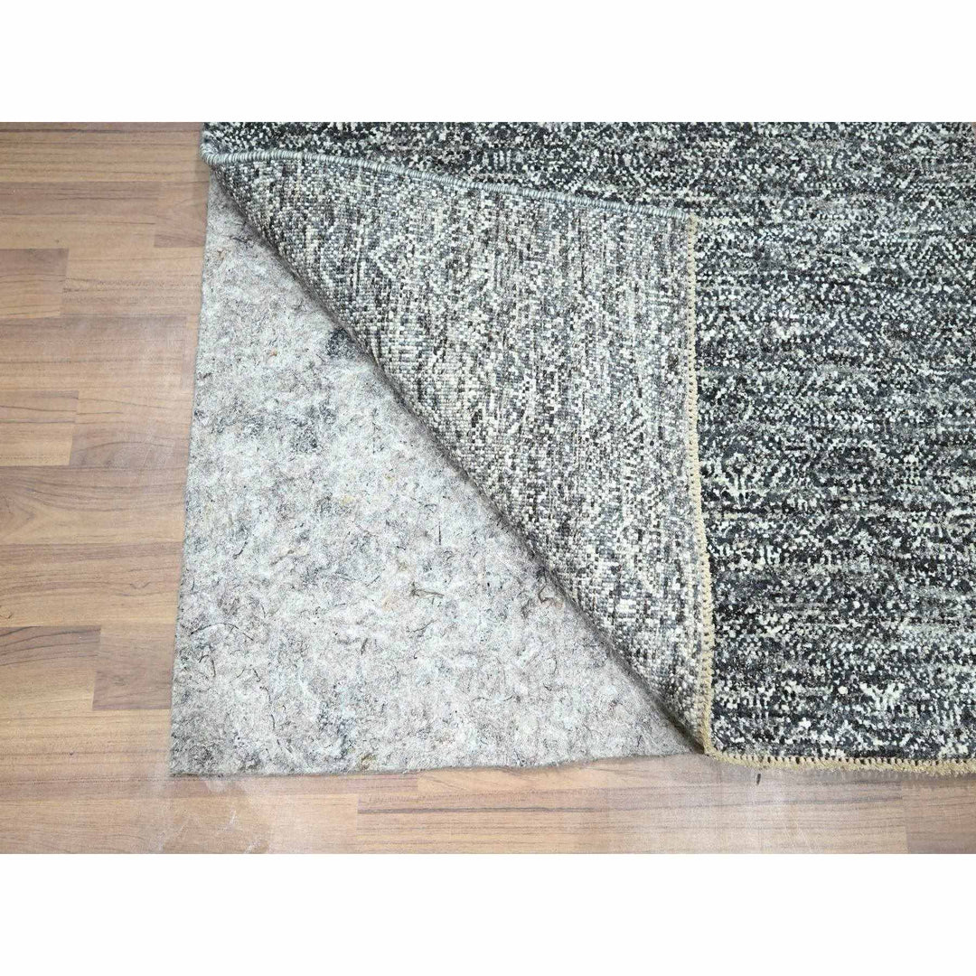 2'7" x 9'10" New Hand Knotted Grey Wool Runner Oriental Rug - MOA10276411