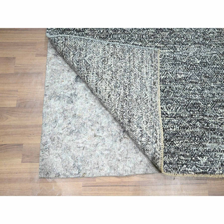 2'7" x 9'10" New Hand Knotted Grey Wool Runner Oriental Rug - MOA10276411