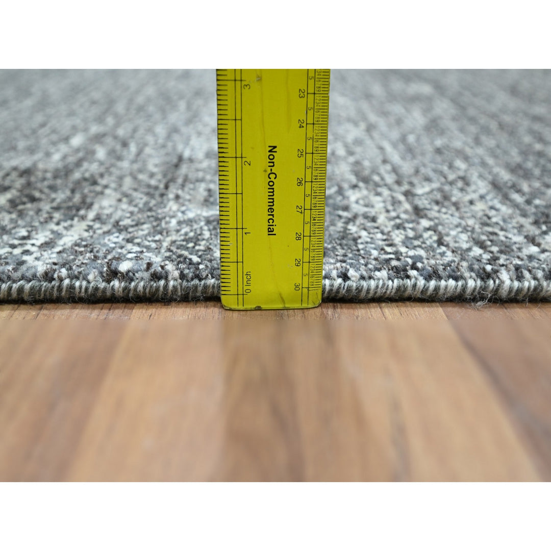 2'7" x 9'10" New Hand Knotted Grey Wool Runner Oriental Rug - MOA10276411