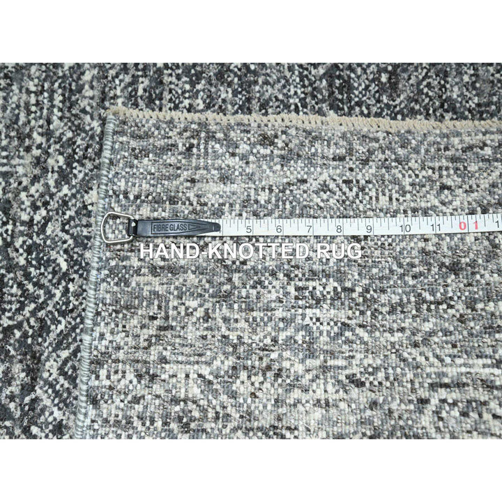 2'7" x 9'10" New Hand Knotted Grey Wool Runner Oriental Rug - MOA10276411