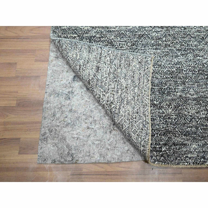 2'7" x 9'10" New Hand Knotted Grey Wool Runner Oriental Rug - MOA10276412