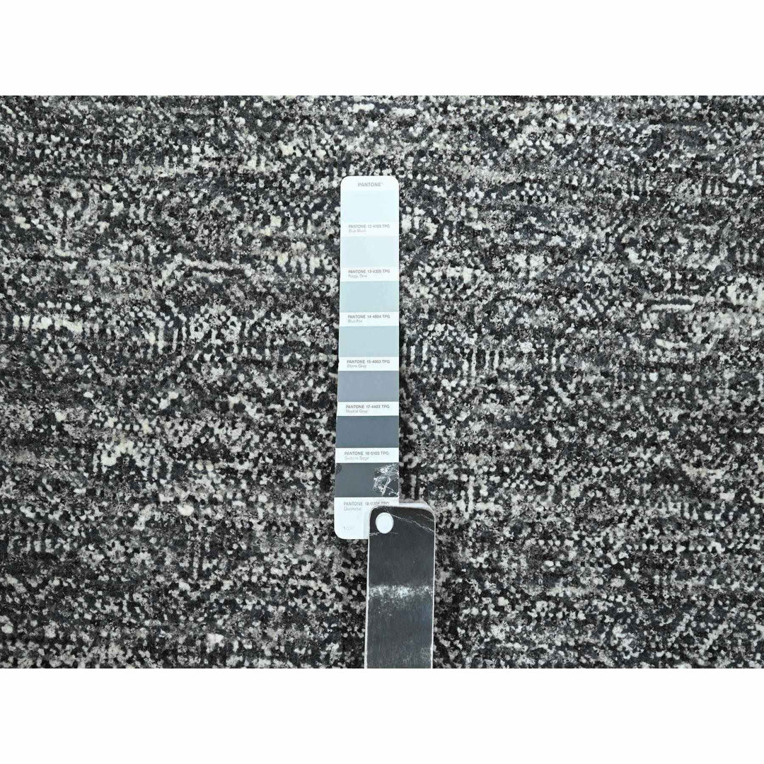 2'7" x 9'10" New Hand Knotted Grey Wool Runner Oriental Rug - MOA10276412