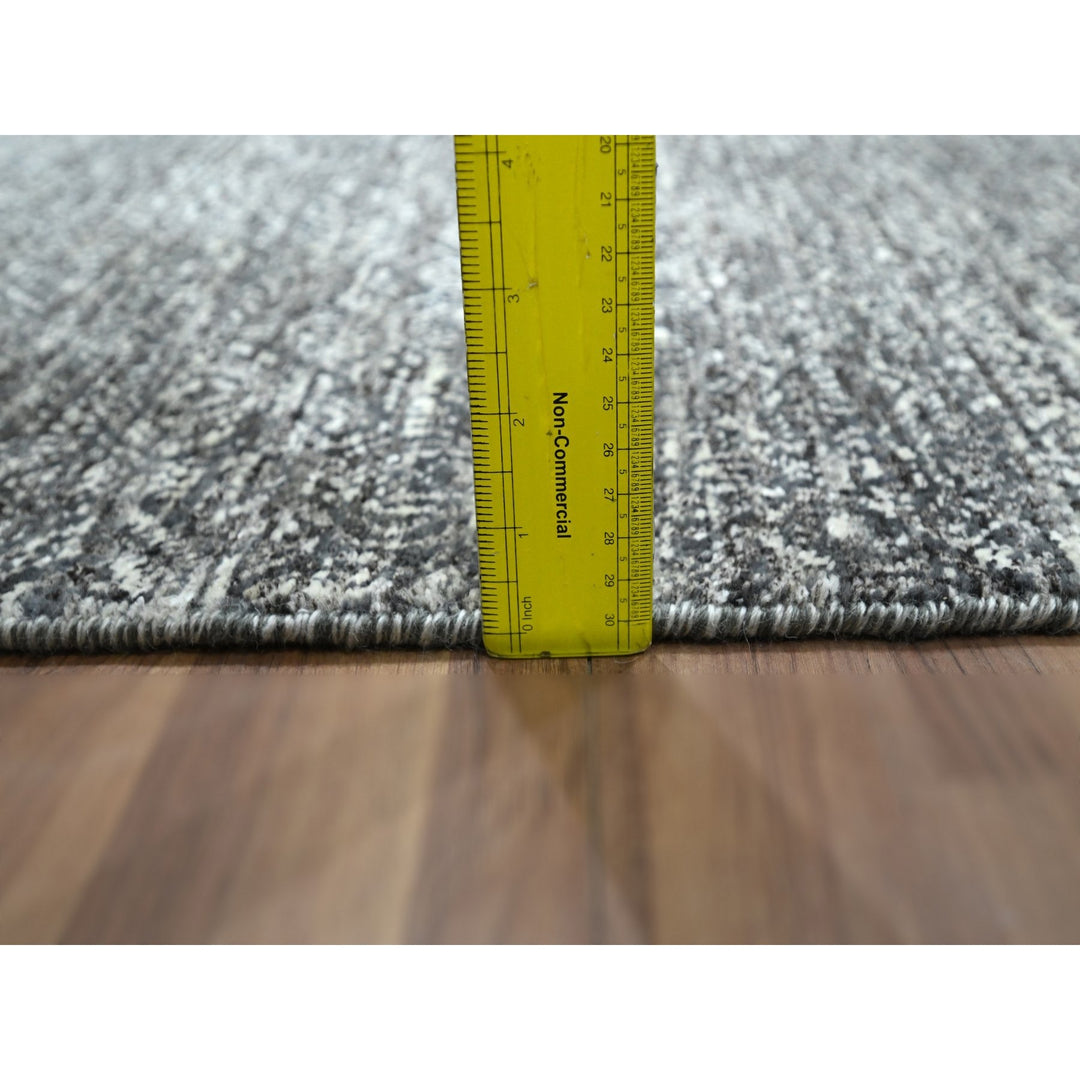 2'7" x 9'10" New Hand Knotted Grey Wool Runner Oriental Rug - MOA10276412