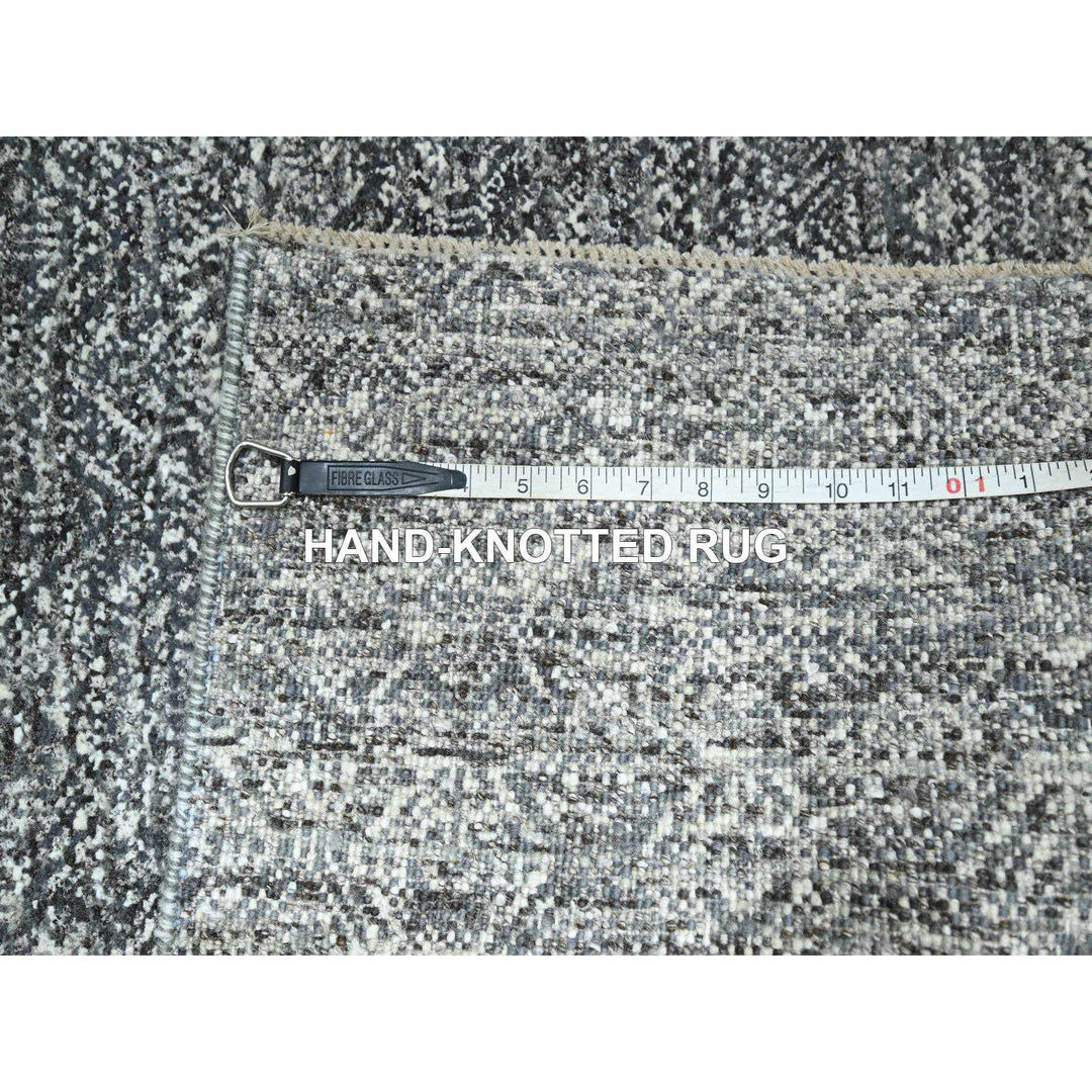 2'7" x 9'10" New Hand Knotted Grey Wool Runner Oriental Rug - MOA10276412