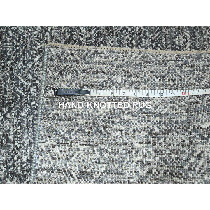 2'7" x 9'10" New Hand Knotted Grey Wool Runner Oriental Rug - MOA10276412