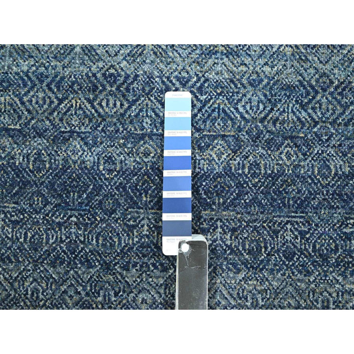 2'7" x 10'2" New Hand Knotted Blue Wool Runner Oriental Rug - MOA10276413