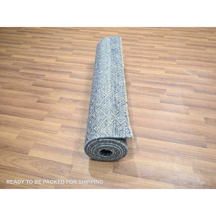 2'7" x 10'2" New Hand Knotted Blue Wool Runner Oriental Rug - MOA10276413