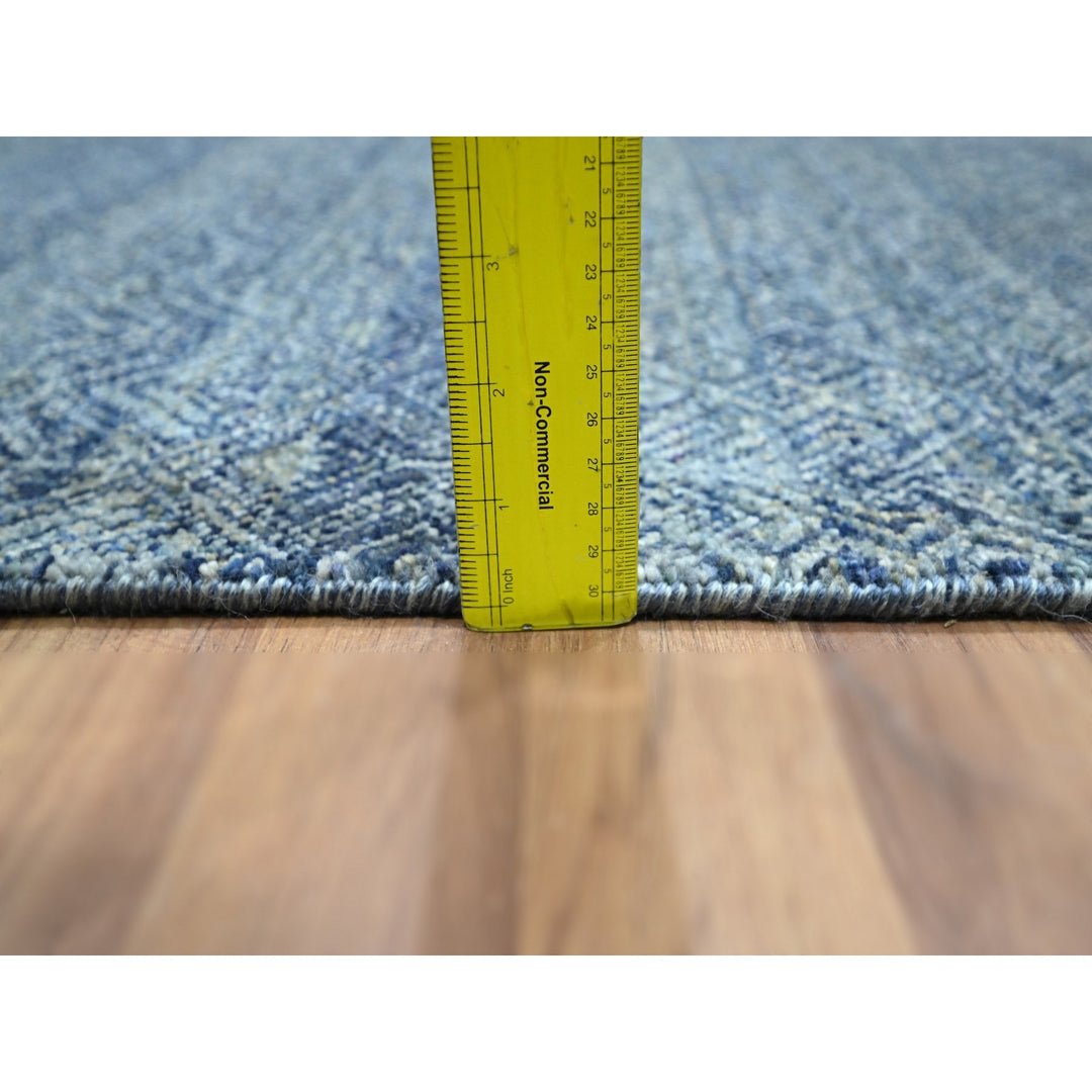 2'7" x 10'2" New Hand Knotted Blue Wool Runner Oriental Rug - MOA10276413