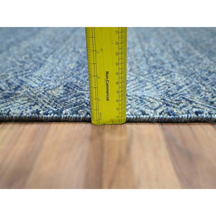 2'7" x 10'2" New Hand Knotted Blue Wool Runner Oriental Rug - MOA10276413