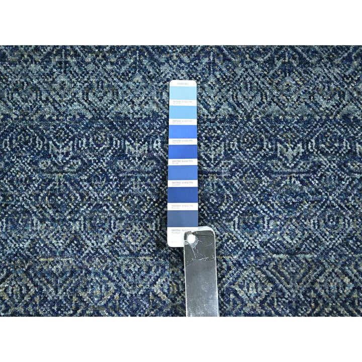 2'7" x 10'2" New Hand Knotted Blue Wool Runner Oriental Rug - MOA10276414