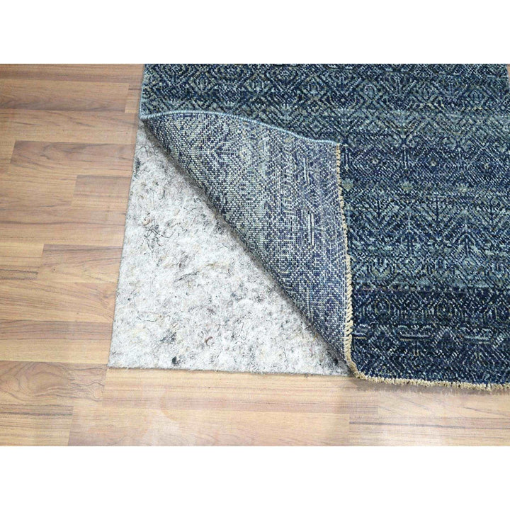 2'7" x 10'2" New Hand Knotted Blue Wool Runner Oriental Rug - MOA10276415
