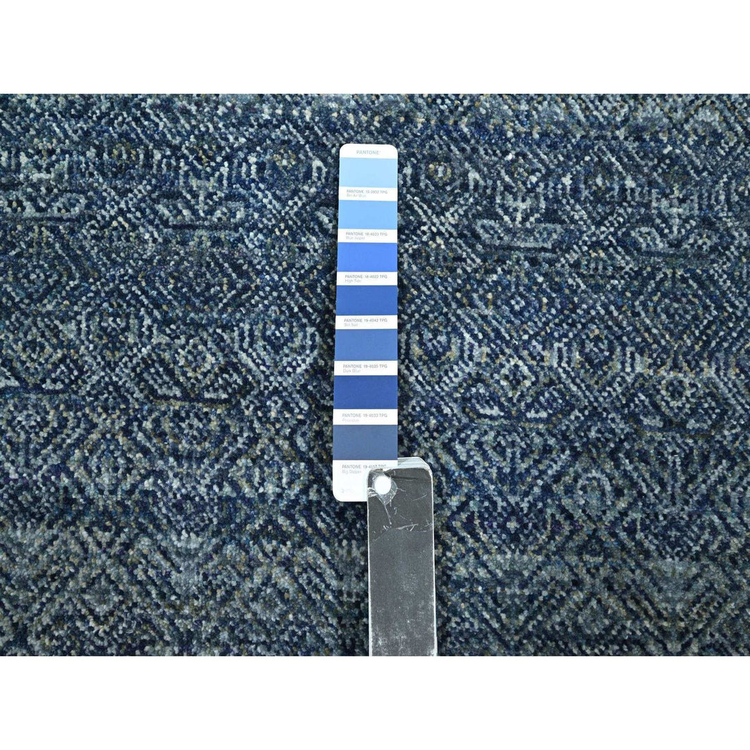 2'7" x 10'2" New Hand Knotted Blue Wool Runner Oriental Rug - MOA10276415