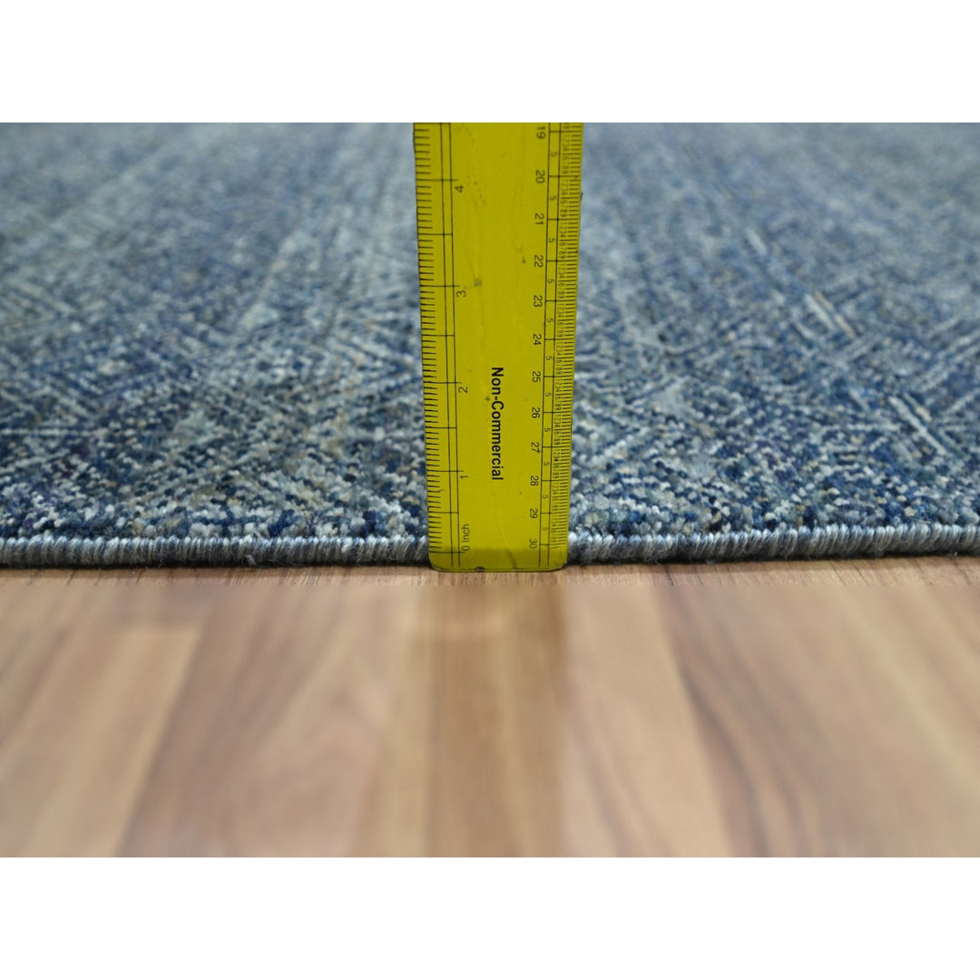 2'7" x 10'2" New Hand Knotted Blue Wool Runner Oriental Rug - MOA10276415