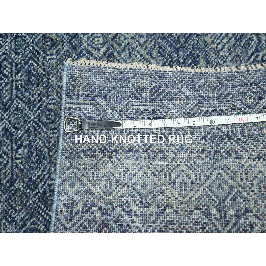 2'7" x 10'2" New Hand Knotted Blue Wool Runner Oriental Rug - MOA10276415