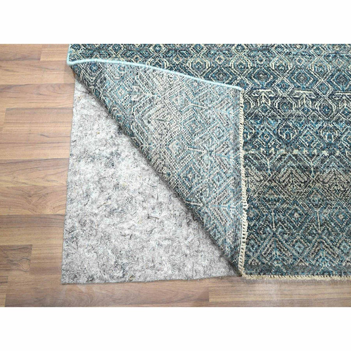3'1" x 9'9" New Hand Knotted Blue Wool Runner Oriental Rug - MOA10276418