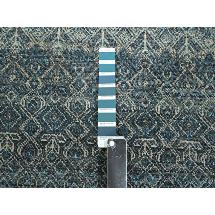 3'1" x 9'9" New Hand Knotted Blue Wool Runner Oriental Rug - MOA10276418