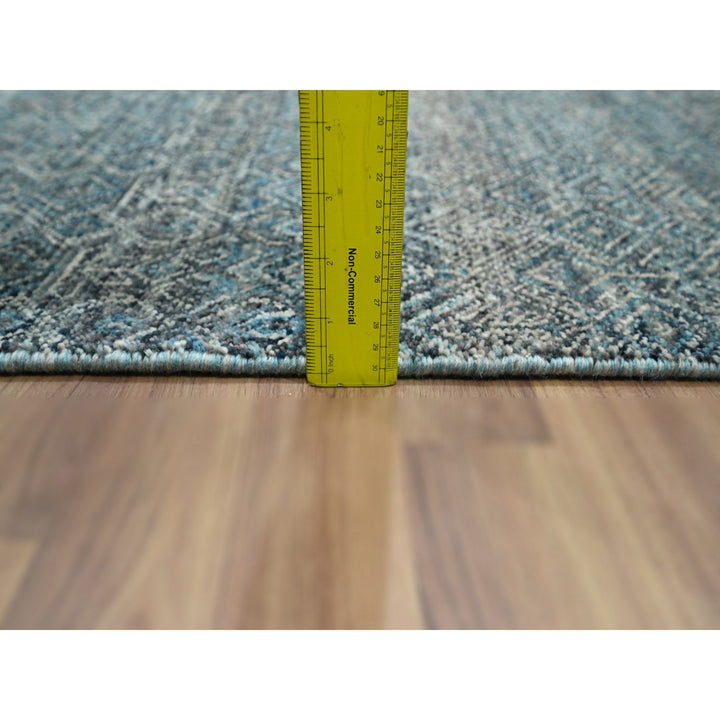 3'1" x 9'9" New Hand Knotted Blue Wool Runner Oriental Rug - MOA10276418