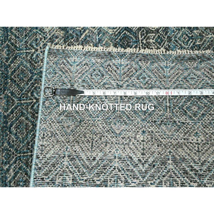 3'1" x 9'9" New Hand Knotted Blue Wool Runner Oriental Rug - MOA10276418