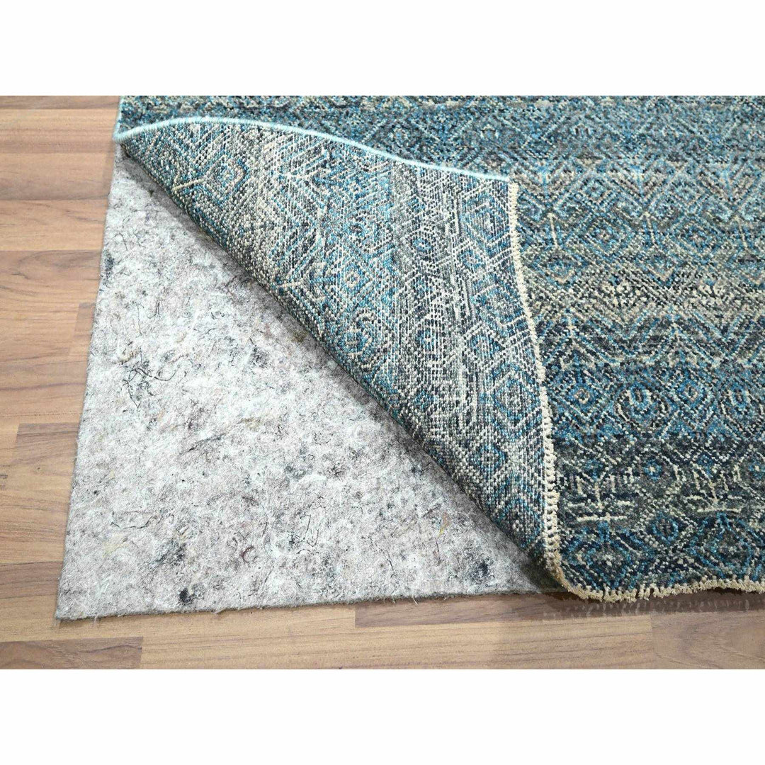 3'0" x 9'9" New Hand Knotted Blue Wool Runner Oriental Rug - MOA10276419