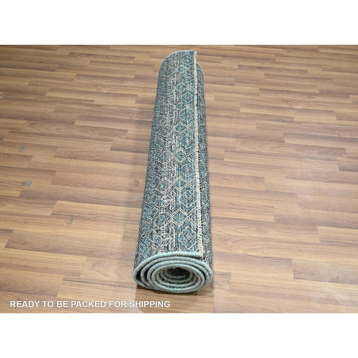 3'0" x 9'9" New Hand Knotted Blue Wool Runner Oriental Rug - MOA10276419