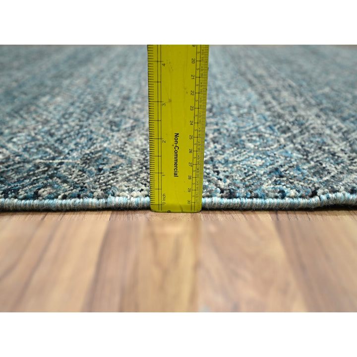 3'0" x 9'9" New Hand Knotted Blue Wool Runner Oriental Rug - MOA10276419