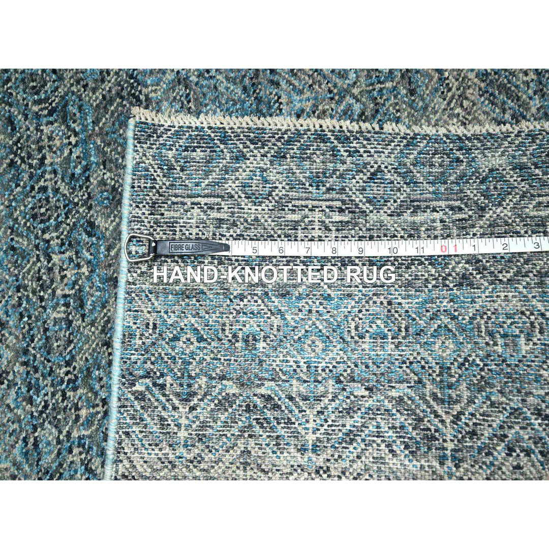 3'0" x 9'9" New Hand Knotted Blue Wool Runner Oriental Rug - MOA10276419