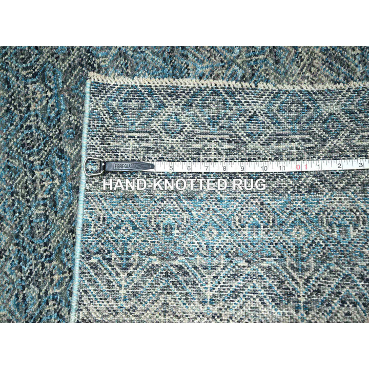 3'0" x 9'9" New Hand Knotted Blue Wool Runner Oriental Rug - MOA10276419