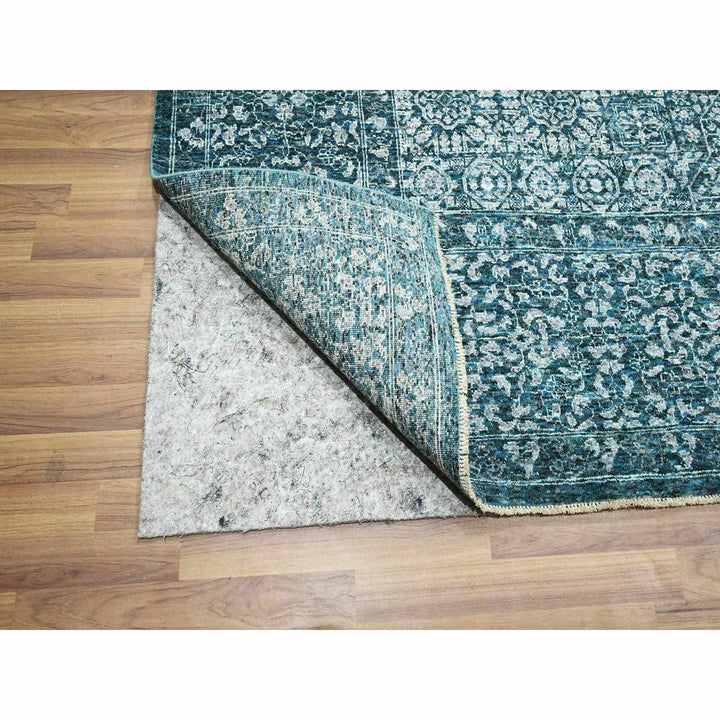 8'11" x 12'1" New Hand Knotted Teal Wool Rectangle Oriental Rug - MOA10276420
