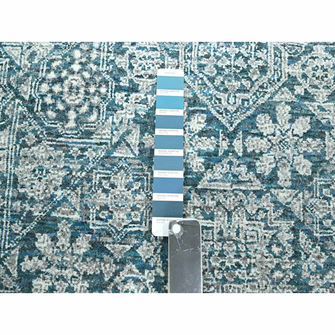 8'11" x 12'1" New Hand Knotted Teal Wool Rectangle Oriental Rug - MOA10276420