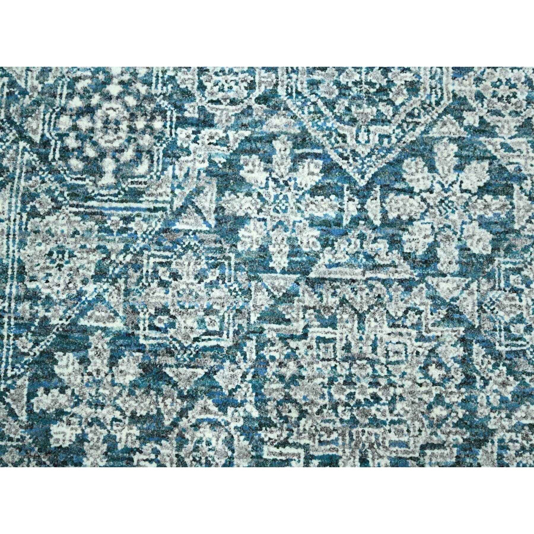 8'11" x 12'1" New Hand Knotted Teal Wool Rectangle Oriental Rug - MOA10276420