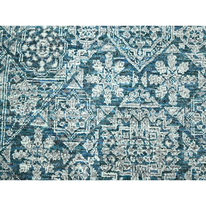 8'11" x 12'1" New Hand Knotted Teal Wool Rectangle Oriental Rug - MOA10276420