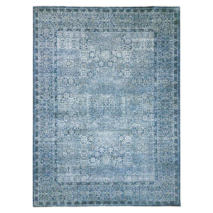 9'2" x 12'5" New Hand Knotted Blue Wool Rectangle Oriental Rug - MOA10276422