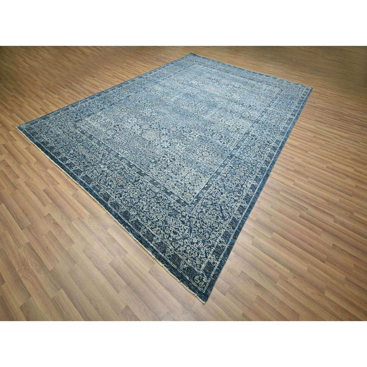 9'2" x 12'5" New Hand Knotted Blue Wool Rectangle Oriental Rug - MOA10276422